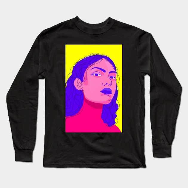 Pink Portrait Long Sleeve T-Shirt by lodesignshop